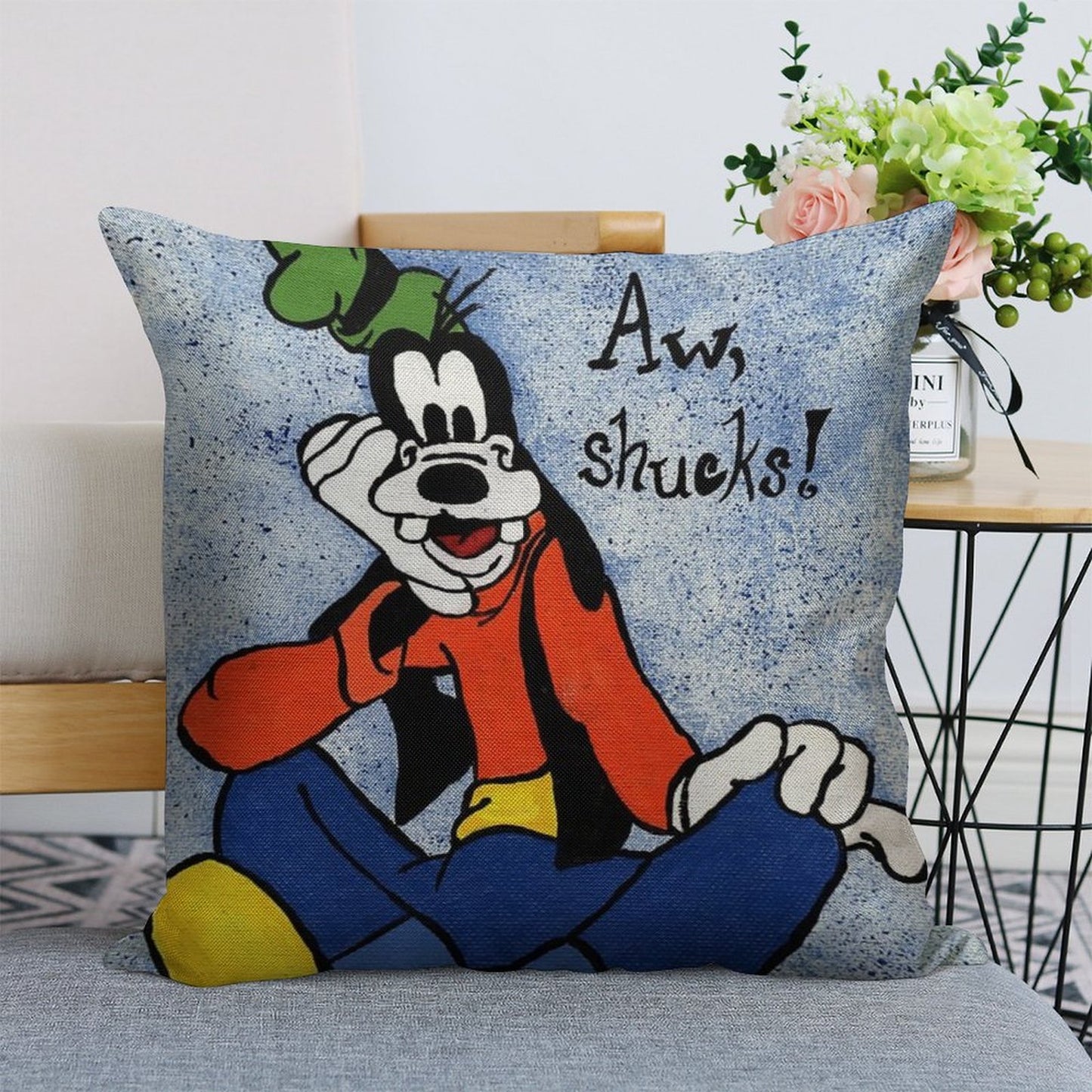 Goofy Painting Linen Throw Pillow Cover