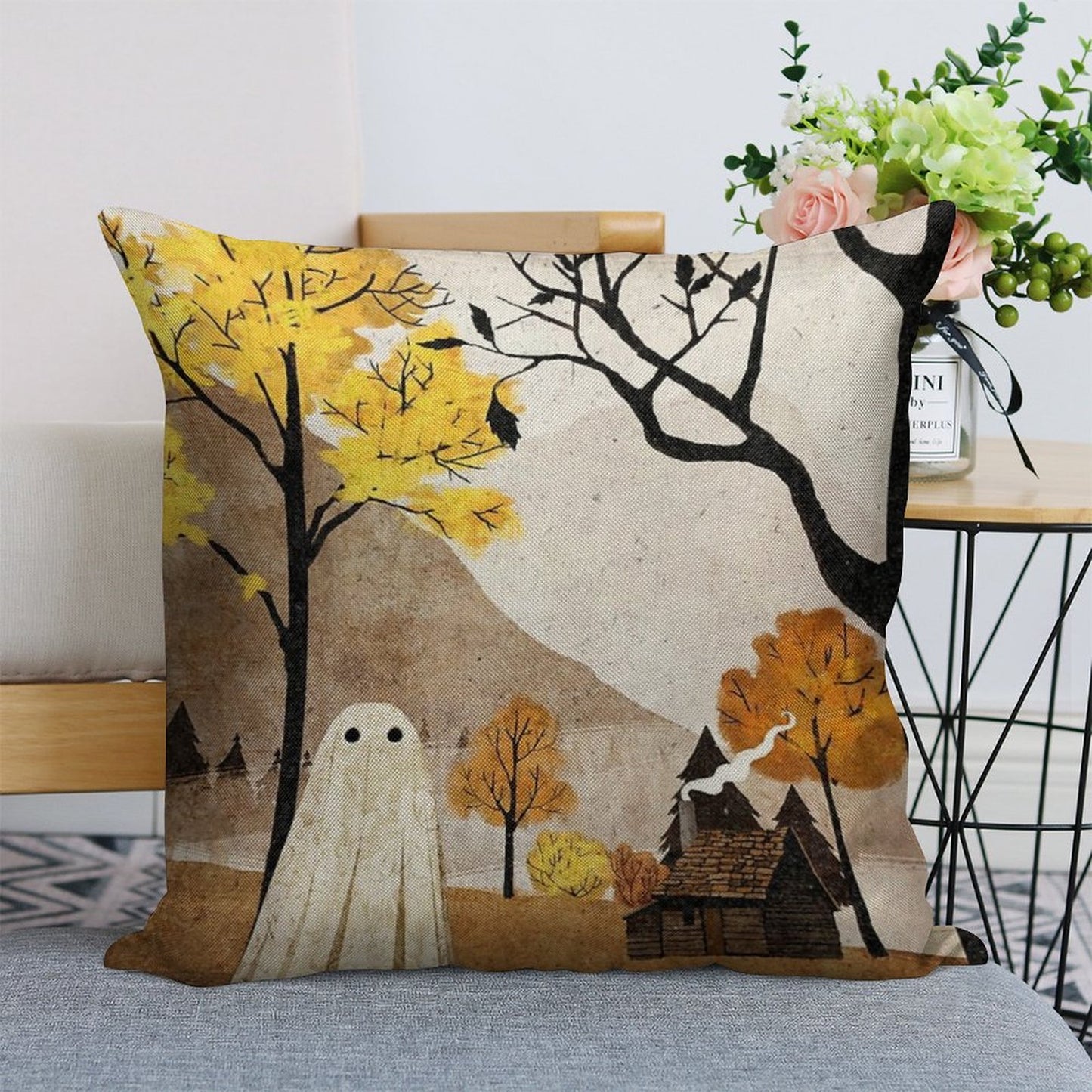 Walter in Autumn Linen Throw Pillow Cover