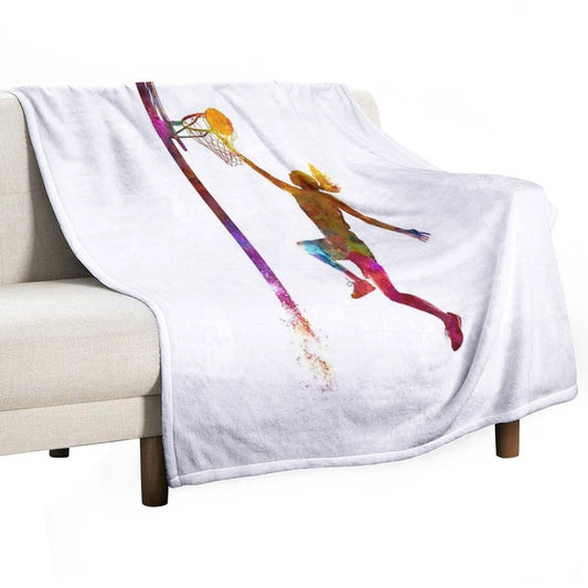 Young Woman Basketball Player 04 Throw Blanket