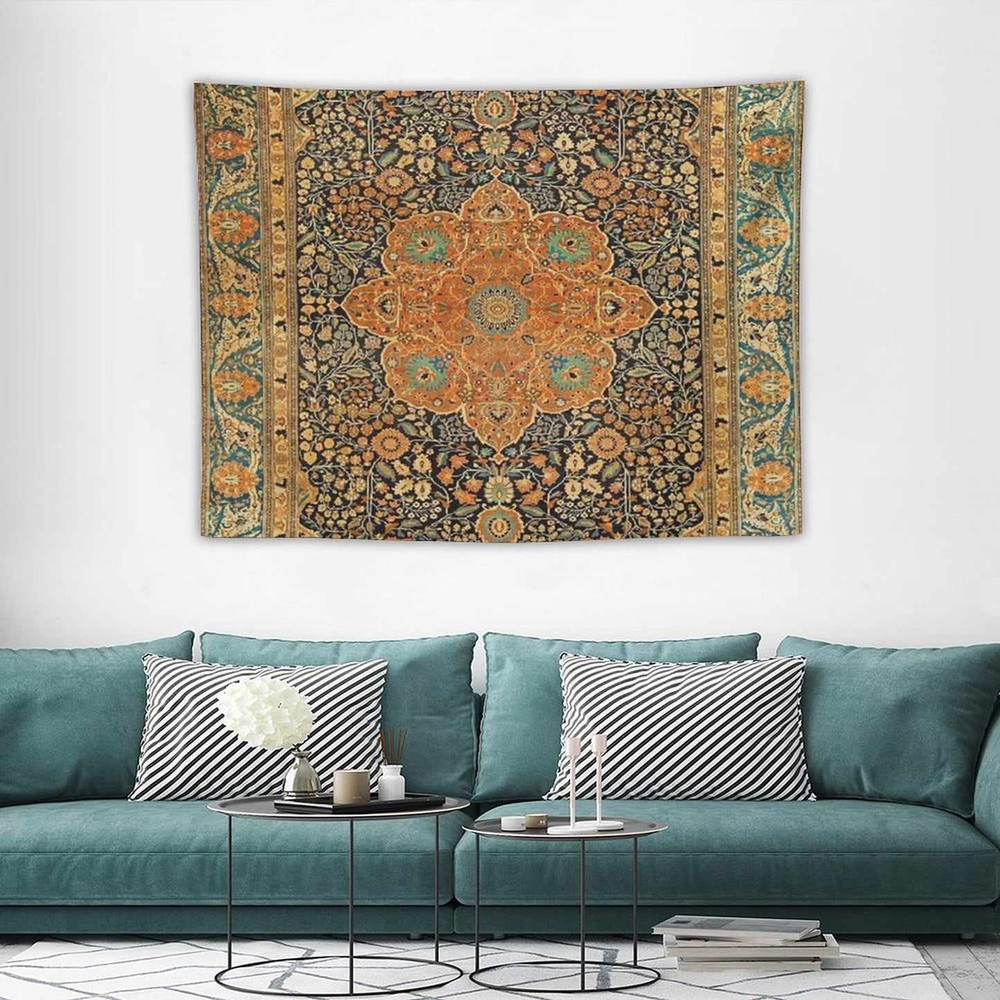 Antique Mohtashem Kashan Persian Rug Print Tapestry