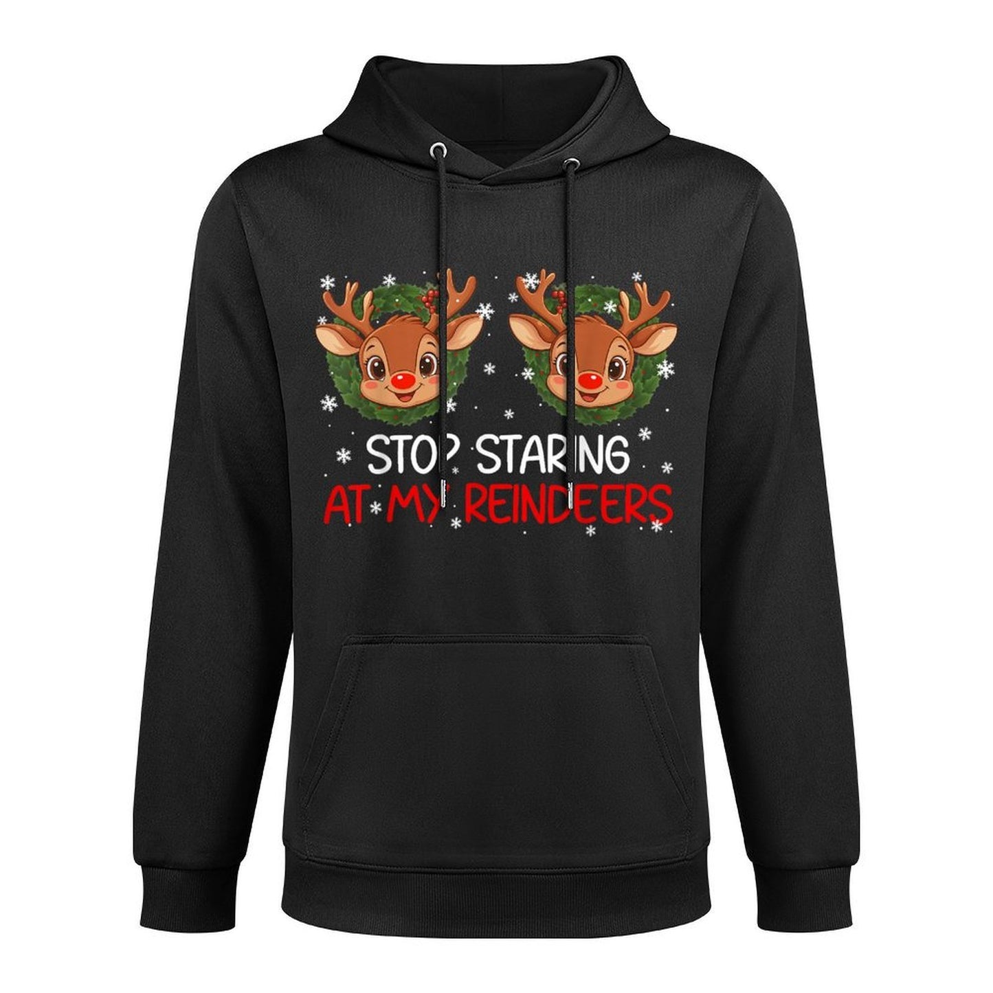 Stop Staring at My Reindeer Cute Christmas Xmas Women Customizable Surface Hoodie