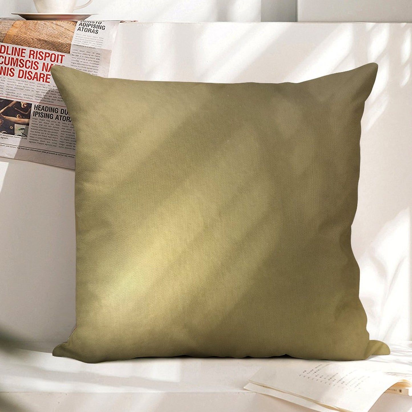 Metallic Gold Linen Throw Pillow Cover