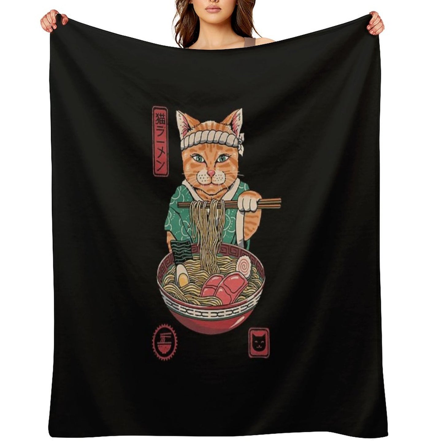 Neko Ramen Throw Blanket