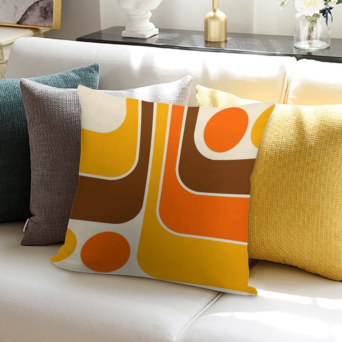 Retro Geometric Design 624 Soft Skin-Friendly Throw Pillow