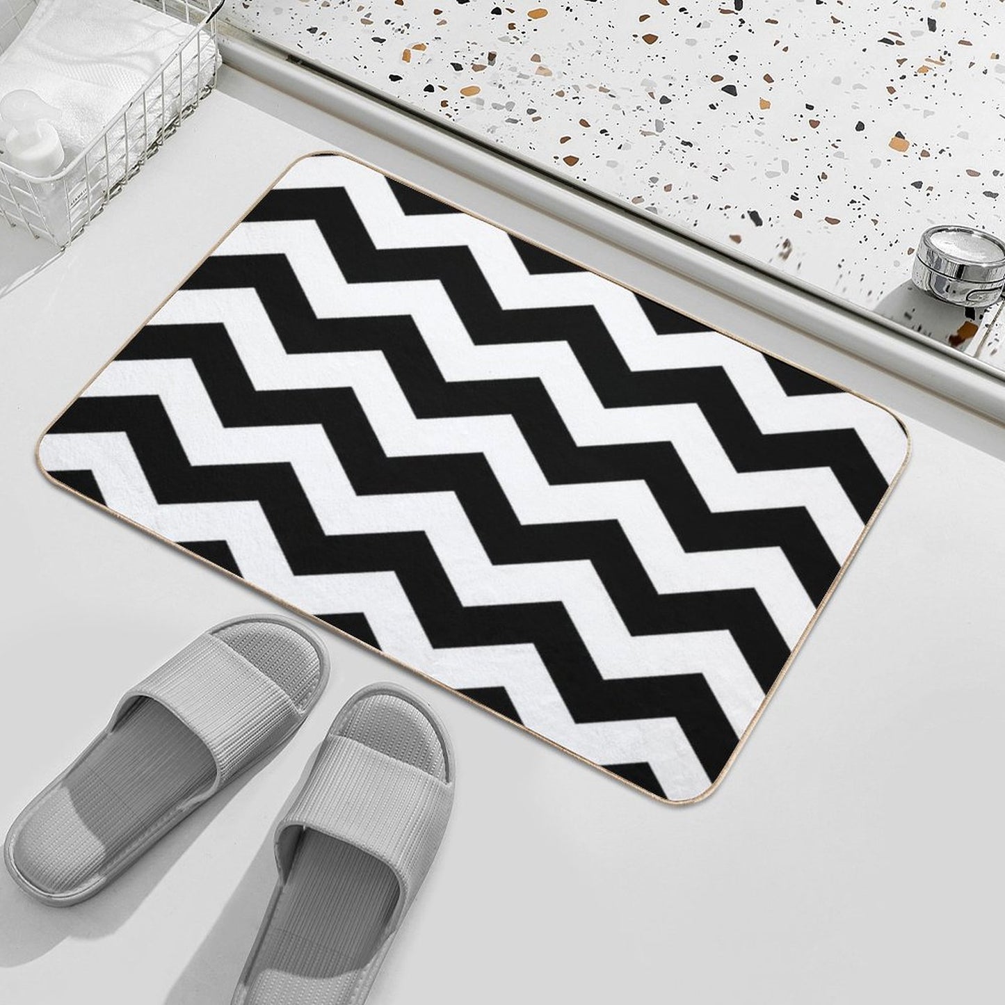 Black And White Zigzag Chevron Bath Mat