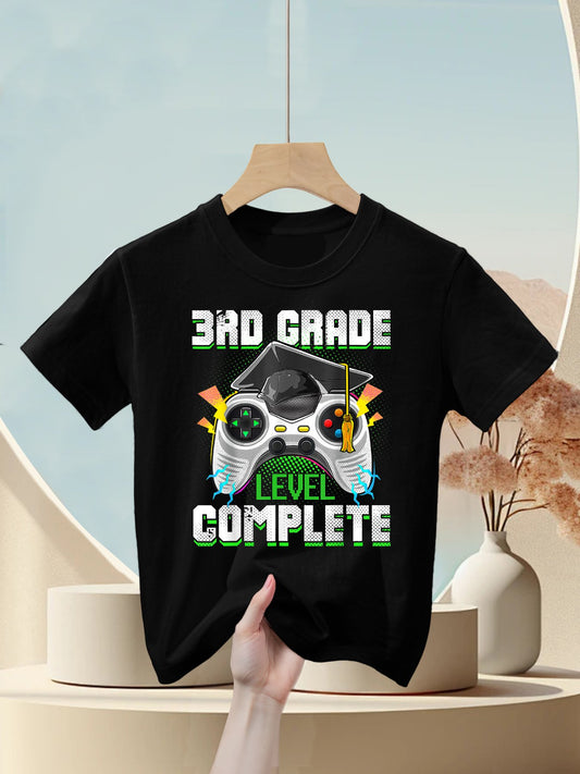 3rd Grade Level Complete Third Grade Video Gamer Graduation Kids T-Shirt