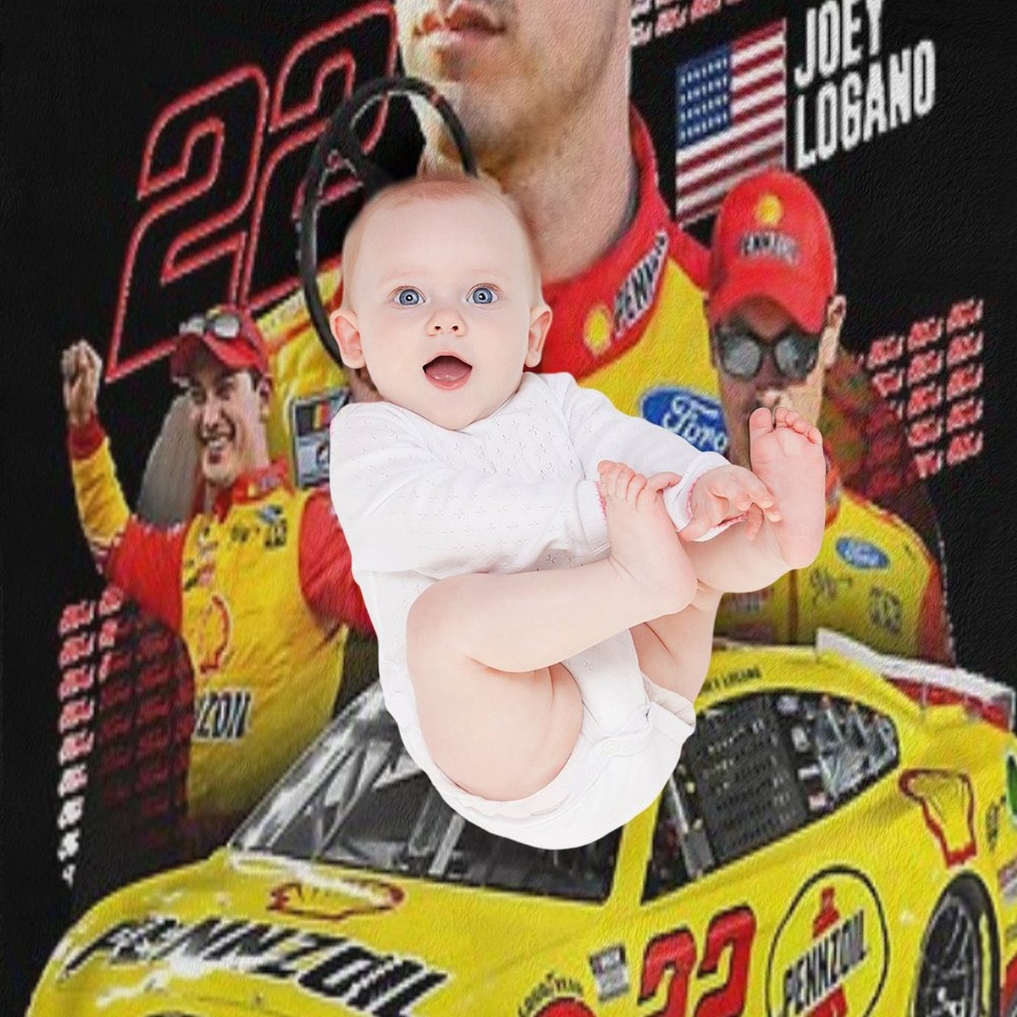 NEW Joey Logano NEXT GEN MUSTANG 2022 Throw Blanket
