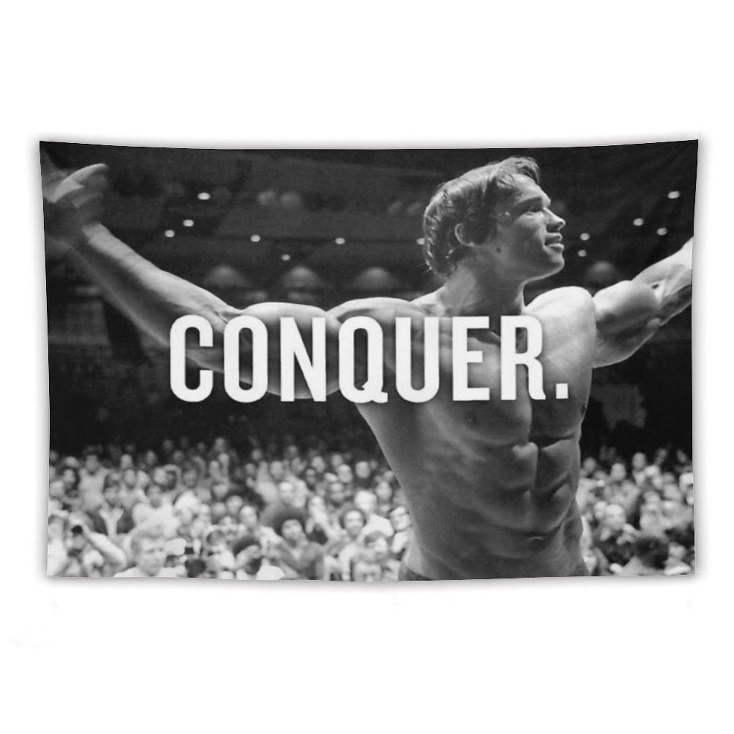 Arnold Schwarzenegger Conquer Motivational Fitness Tapestry