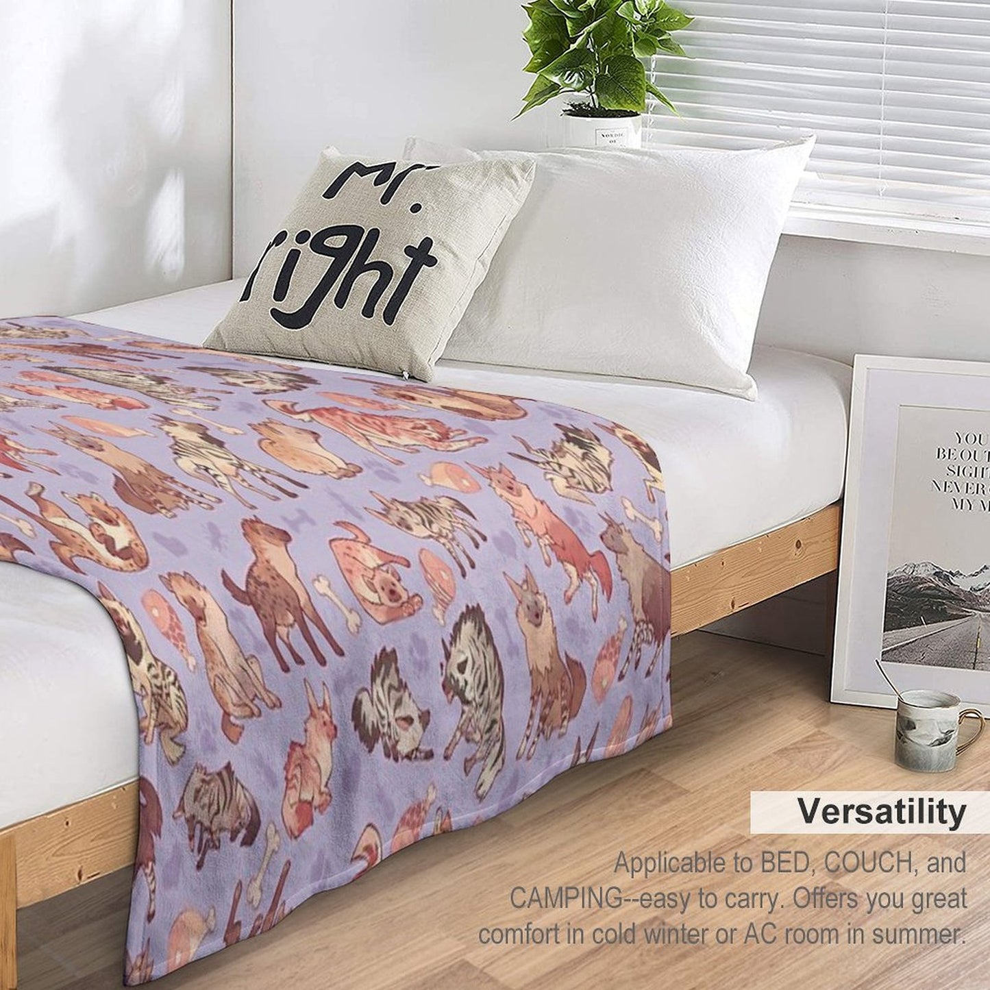 Hyenas in Lavender Throw Blanket