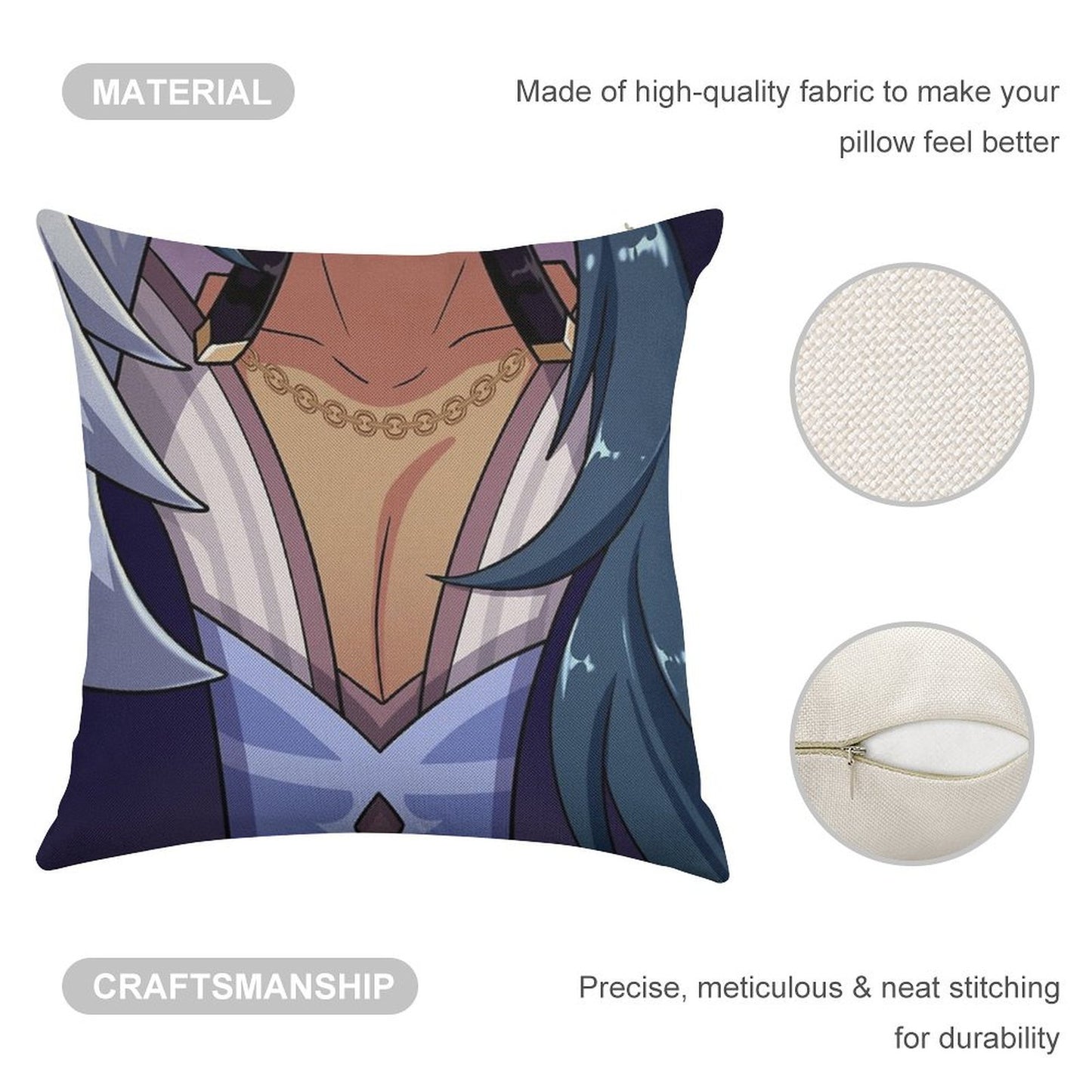 Kaeya Tiddies Linen Throw Pillow Cover