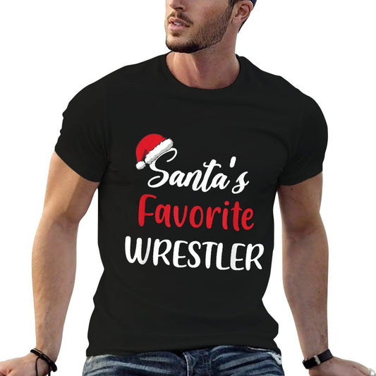 Santas Favorite Wrestler Pajama Christmas Wrestling Funny Affordable Price T-Shirt