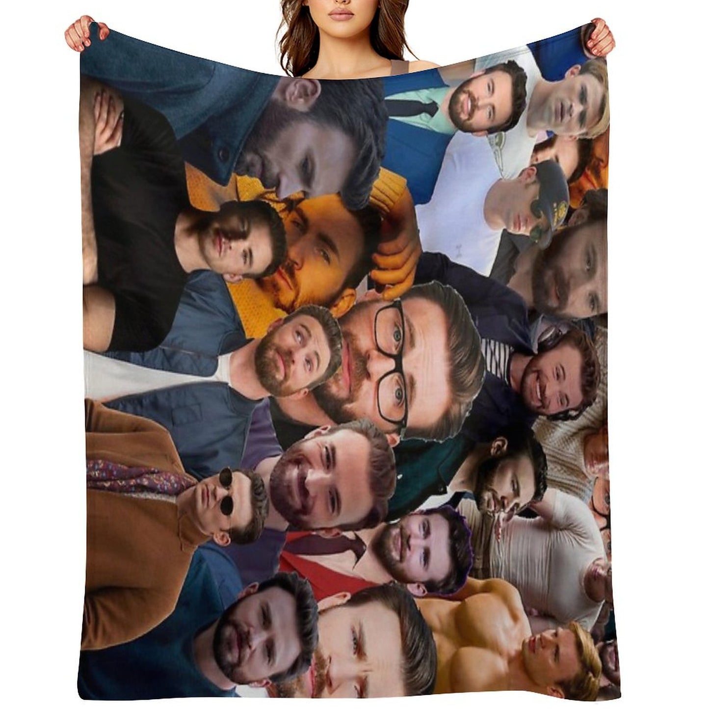 Chris Evans Photo Collage Throw Blanket