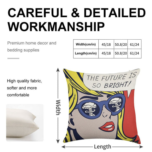 Pop Optimistic Girl Linen Throw Pillow Cover