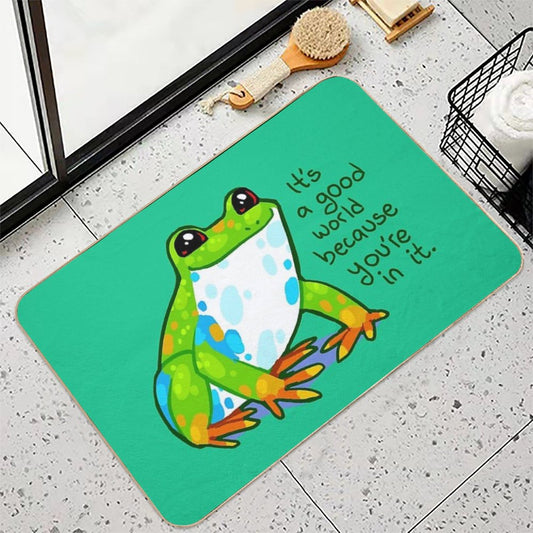 It's A Good World Because You're in It Frog Bath Mat