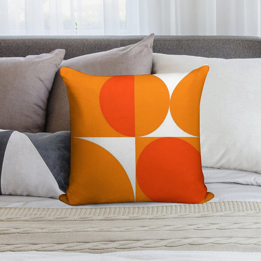 Orange Bauhaus Soft Gift Ready Throw Pillow