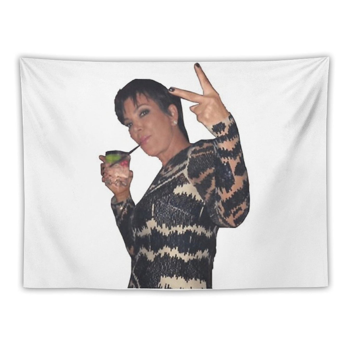 Kris Jenner Peace Sign Tapestry