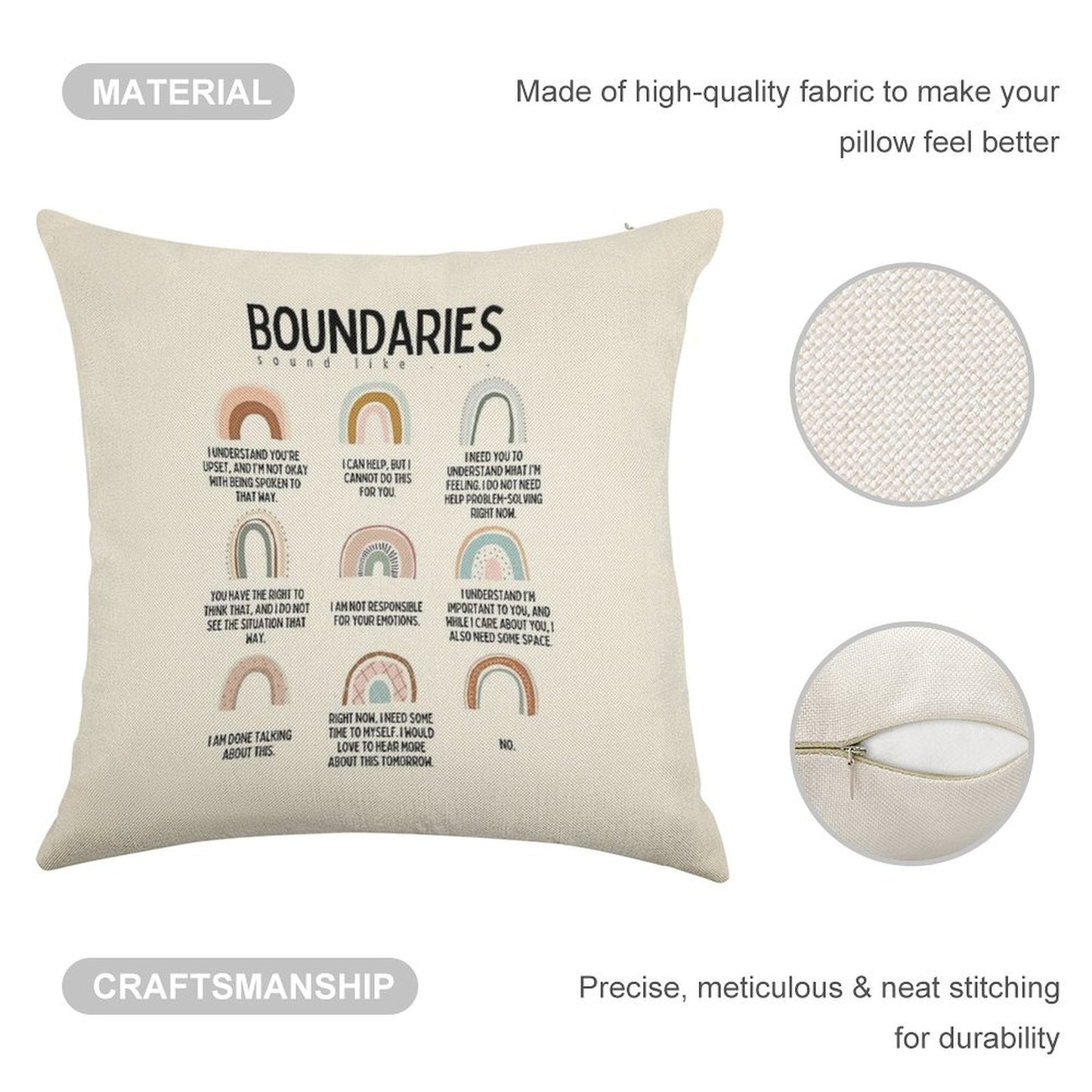 Boundaries Mental Health Reminder for Counselors Linen Throw Pillow Cover