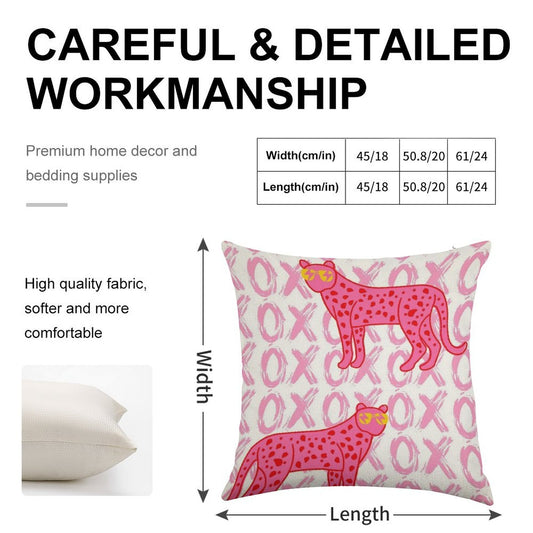 Cheetah Xoxo Linen Throw Pillow Cover