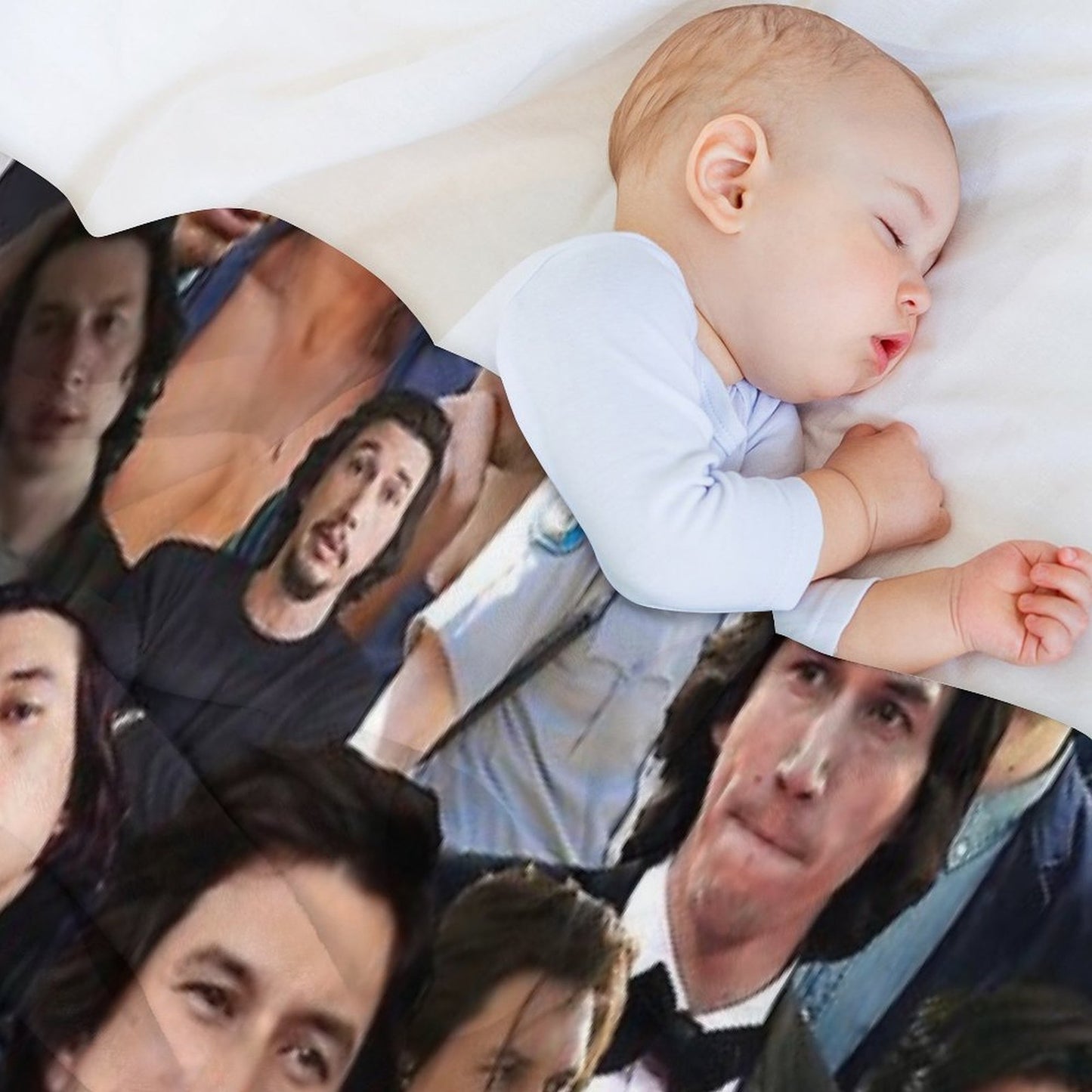 Adam Driver Blue Collage Throw Blanket