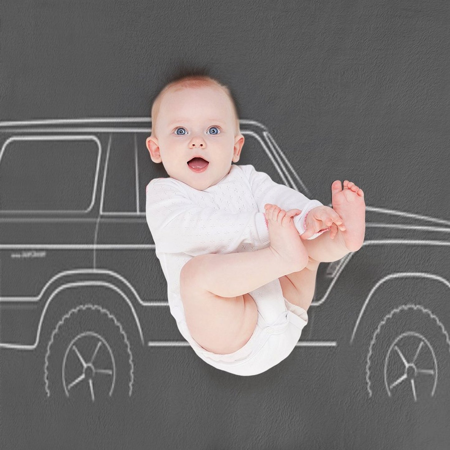 1983 Toyota Land Cruiser 60 Series - Profile Stencil, White Throw Blanket