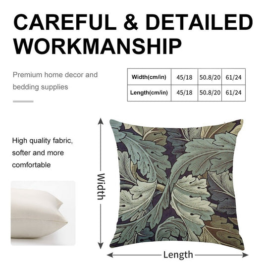 William Morris Acanthus Blue Pattern Linen Throw Pillow Cover