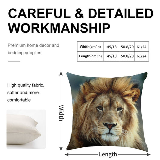 Majestic Lion Linen Throw Pillow Cover