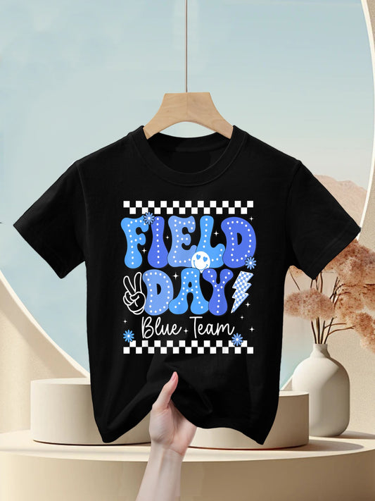 Field Day Trip Blue Team Color Game Competition Boys Girls Kids T-Shirt