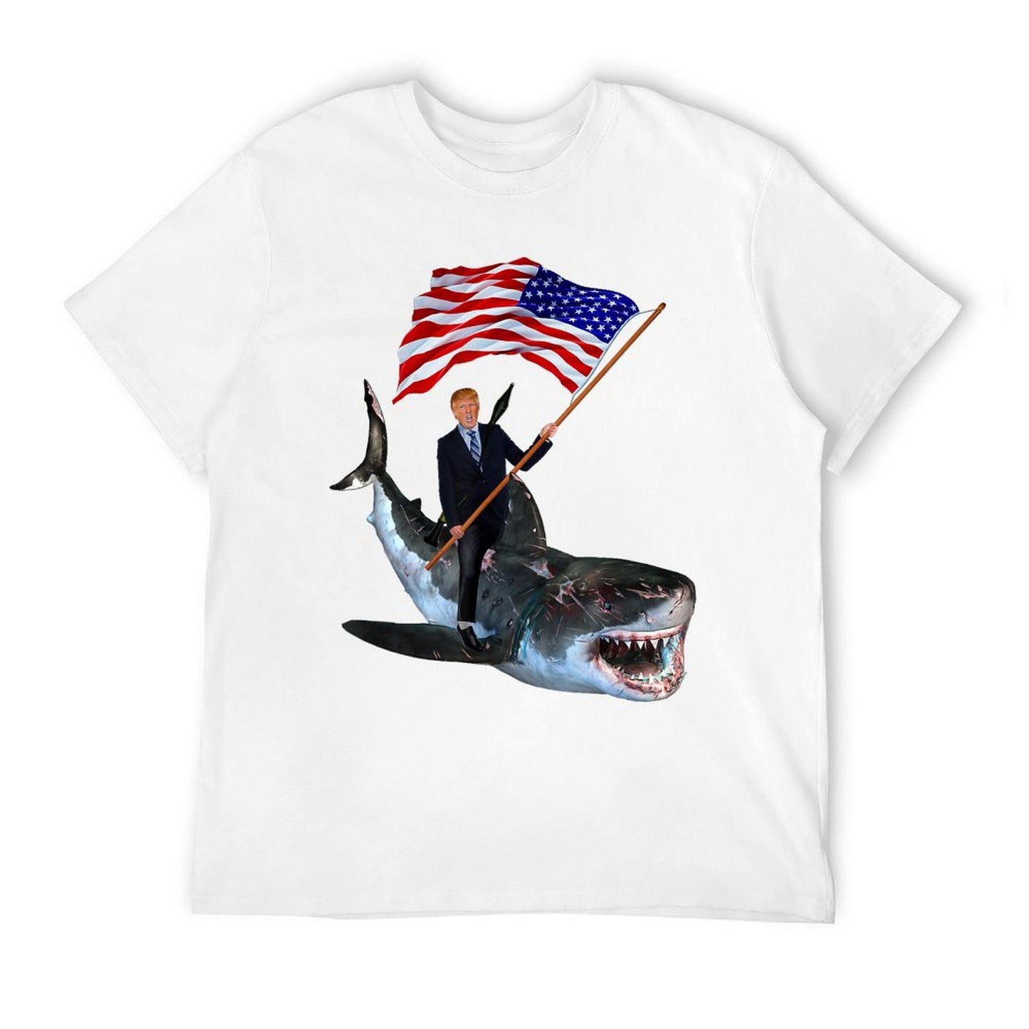Epic Trump Riding Shark With USA Summer-ready Fabric T-Shirt