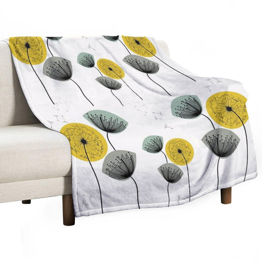 Mid Century Dandelions Throw Blanket