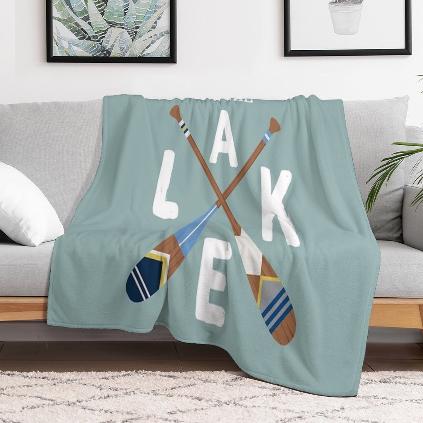 Life Is Better At The LAKE Painted Paddles Throw Blanket