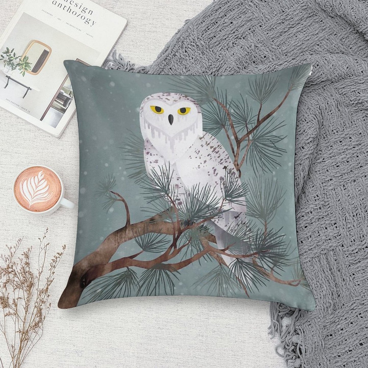 Snowy Soft Fade-Resistant Throw Pillow