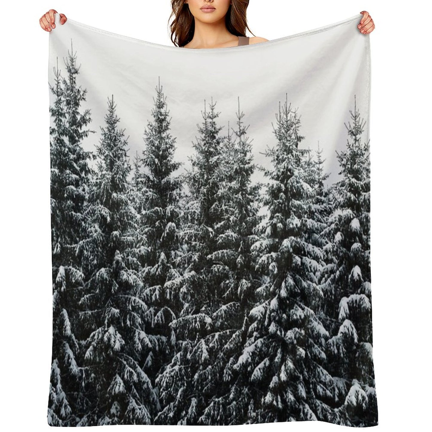 The White Bunch Misty Moody Foggy Milky Winter Wonderland Forest With Cascadia Trees Covered In Magic Fog Throw Blanket