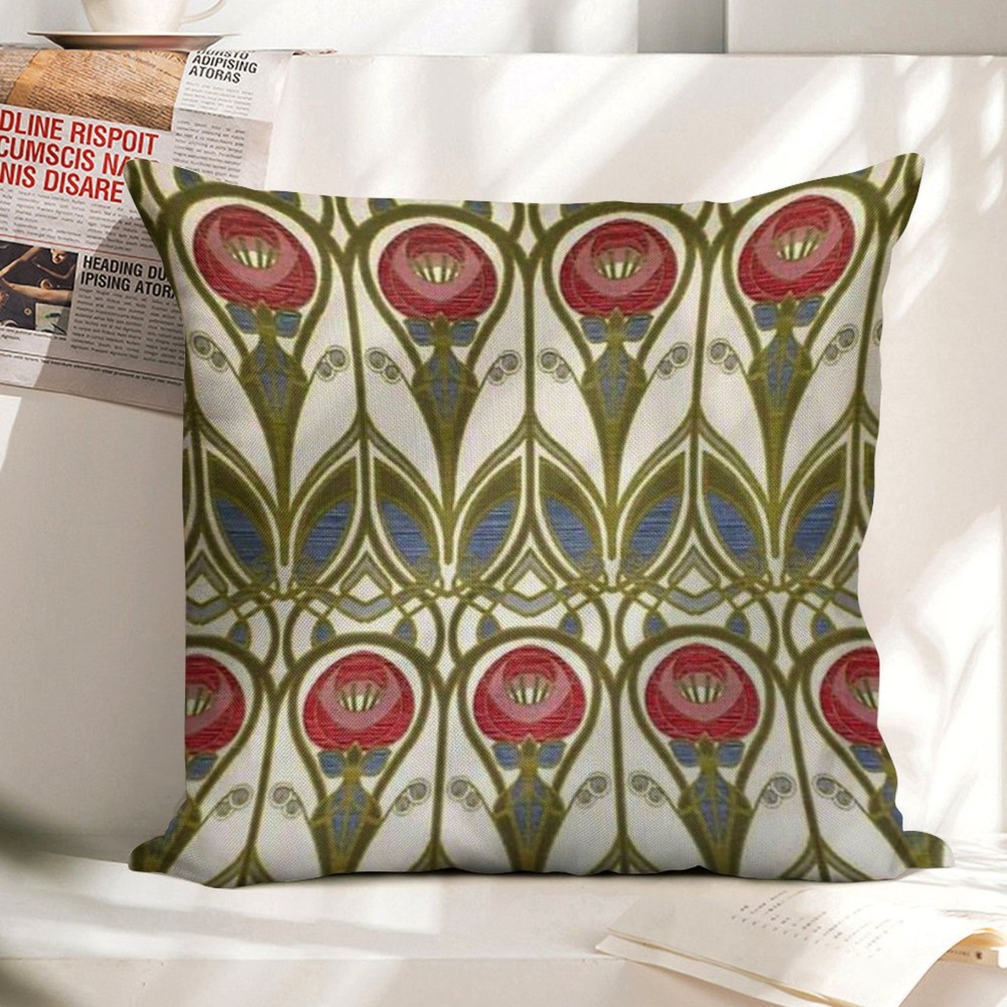 Charles Rennie Mackintosh Design Linen Throw Pillow Cover