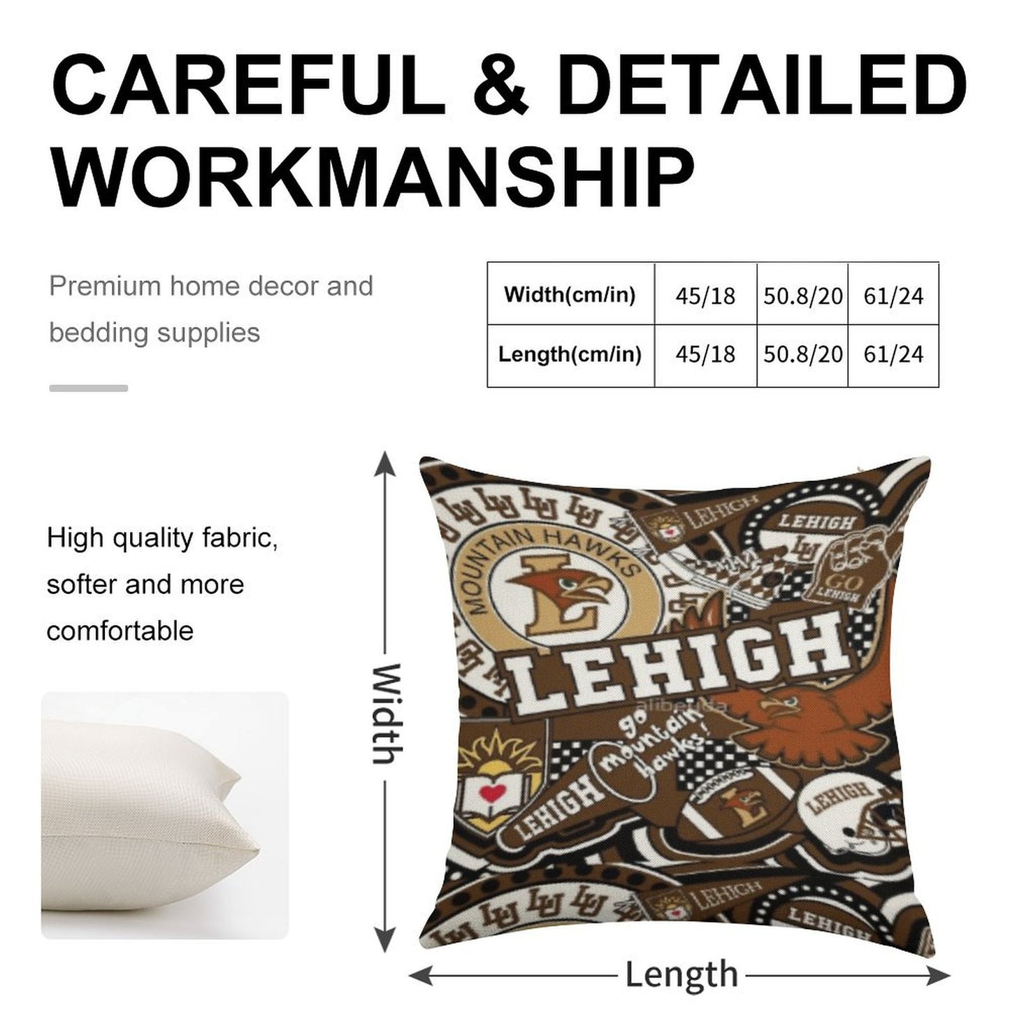 Lehigh University Collage Linen Throw Pillow Cover