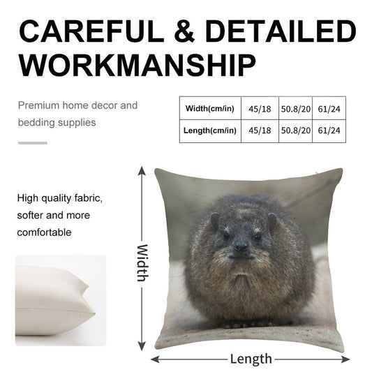 Rock Hyrax Linen Throw Pillow Cover
