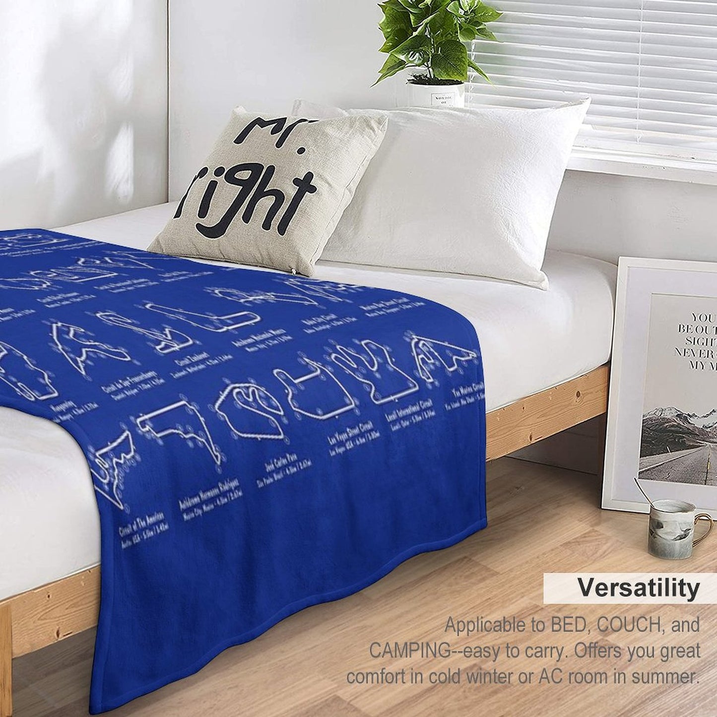 F1 Race Tracks (White Stencil-No Background) Throw Blanket
