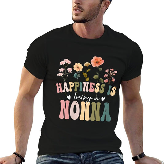 Womens Happiness Is Being A Nonna Floral Design Nonna Mother's Day T-Shirt