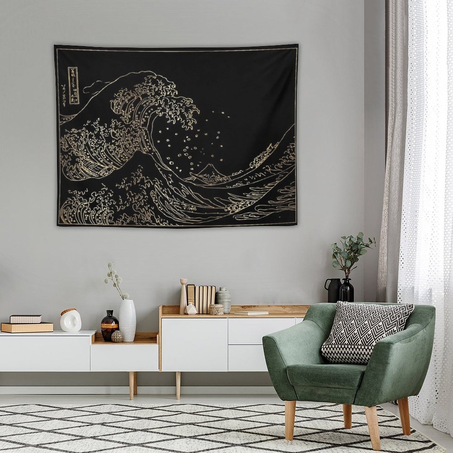 Great Wave Gold Tapestry