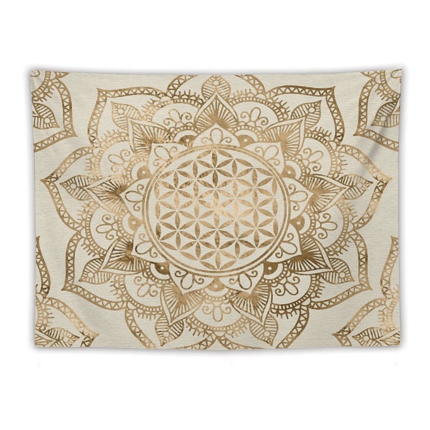 Flower of Life in Lotus - Pastel Golds And Canvas Tapestry