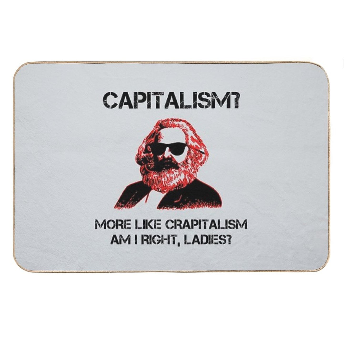 Funny Capitalism Communist T-Shirt Karl Marx Crapitalism Bath Mat