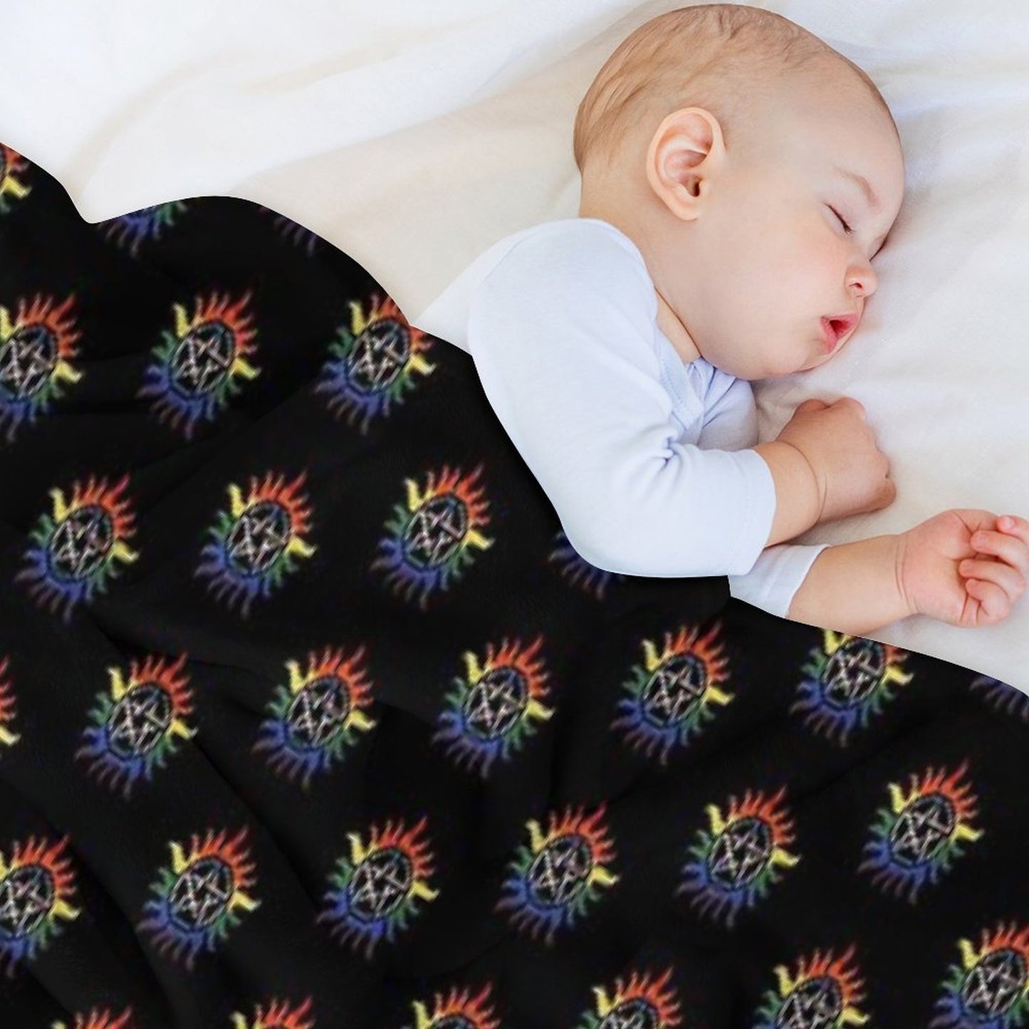 Supernatural Rainbow Pentacle Throw Blanket
