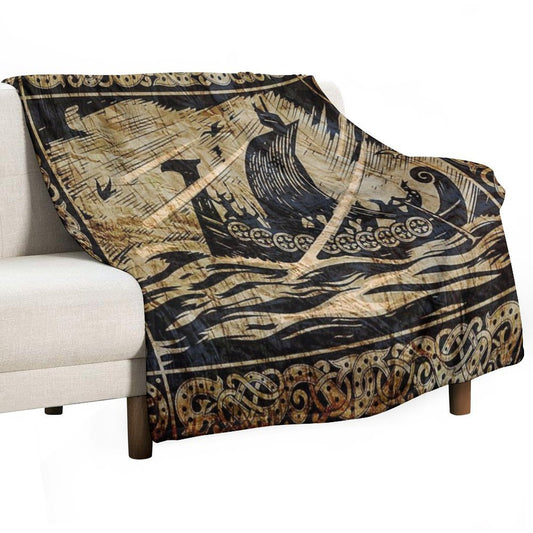Long Viking Voyage Throw Blanket