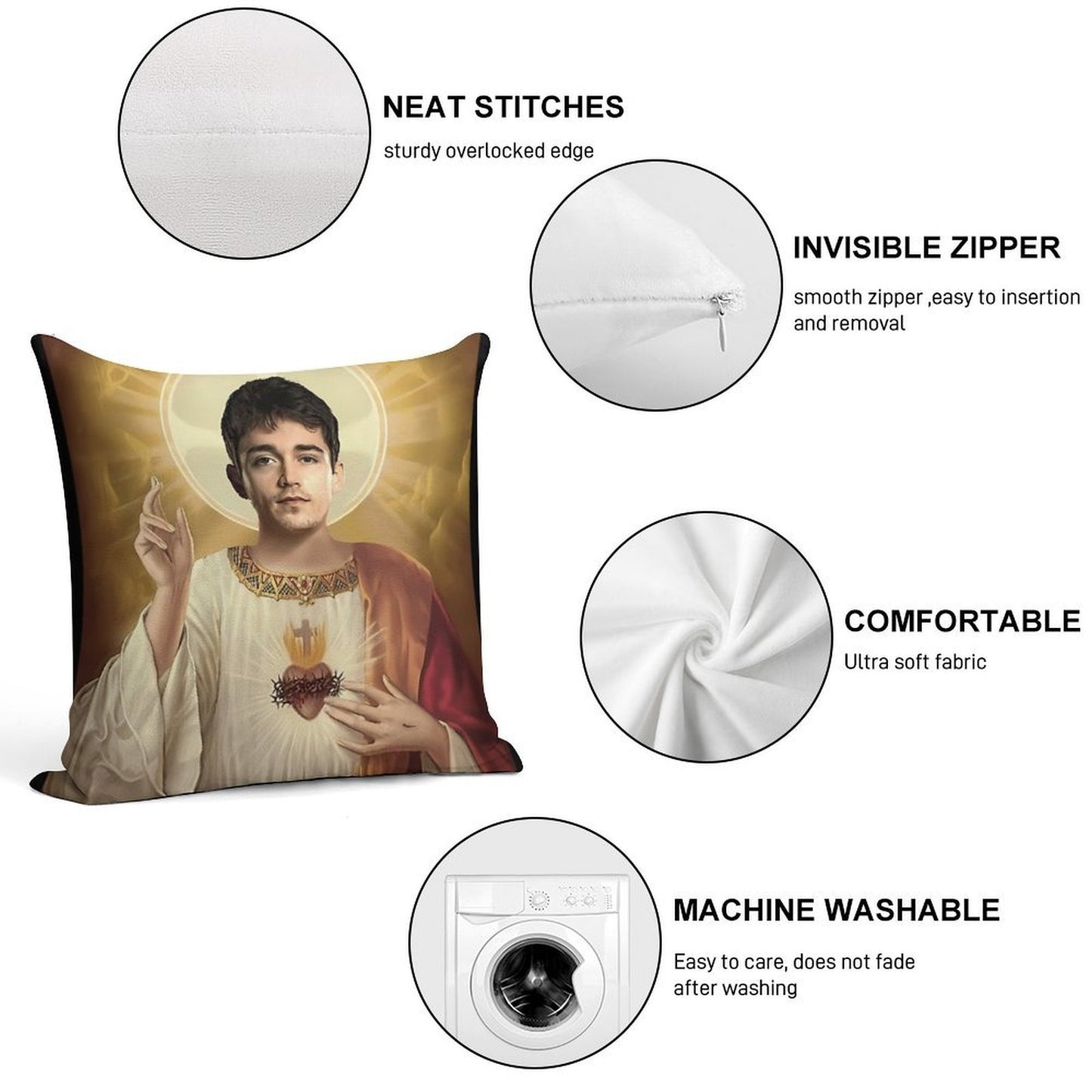 Charles Leclerc Jesus F1 Soft Bedroom Essential Throw Pillow