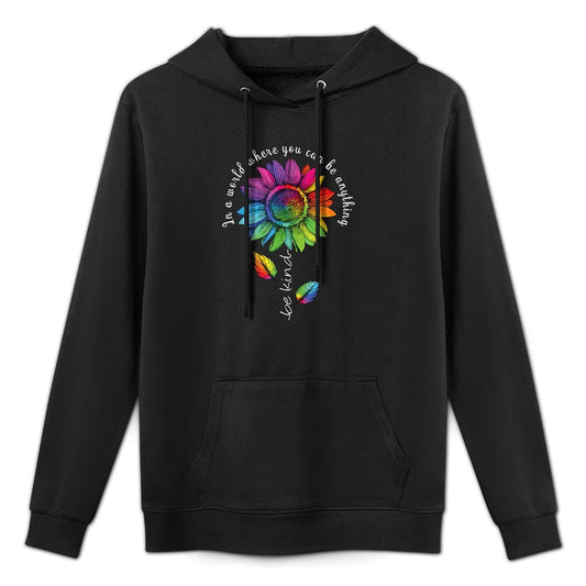LGBTQ Rainbow Sunflower Be Kind Gay Love Pride Flower Shrink-Resistant Hoodie