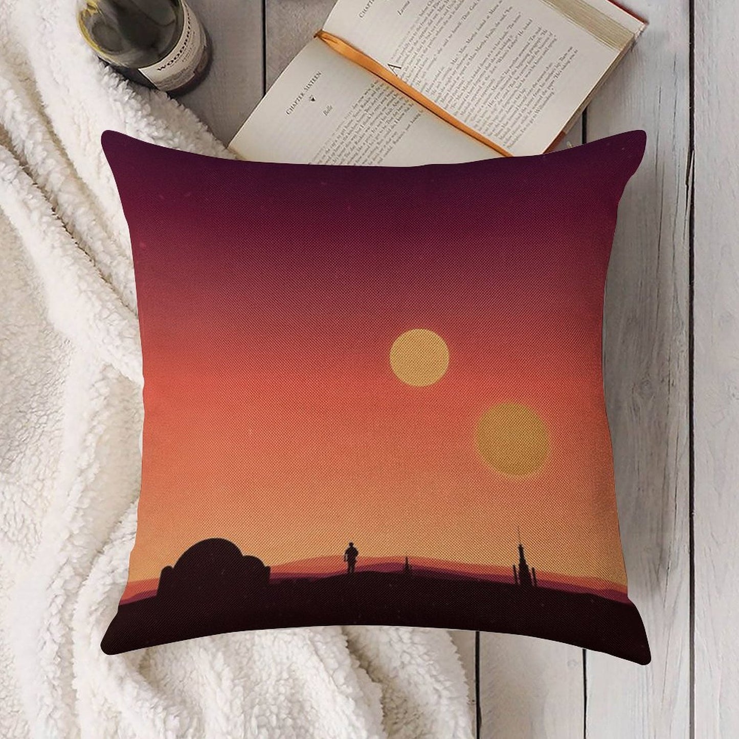 Tatooine Linen Throw Pillow Cover