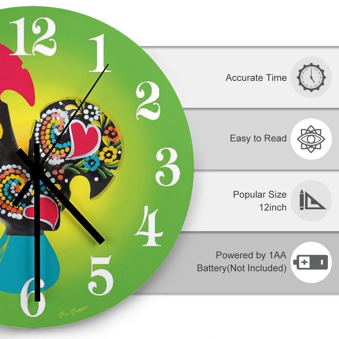 045 Wall Clock Rooster of Barcelos Portugal Wall Clock