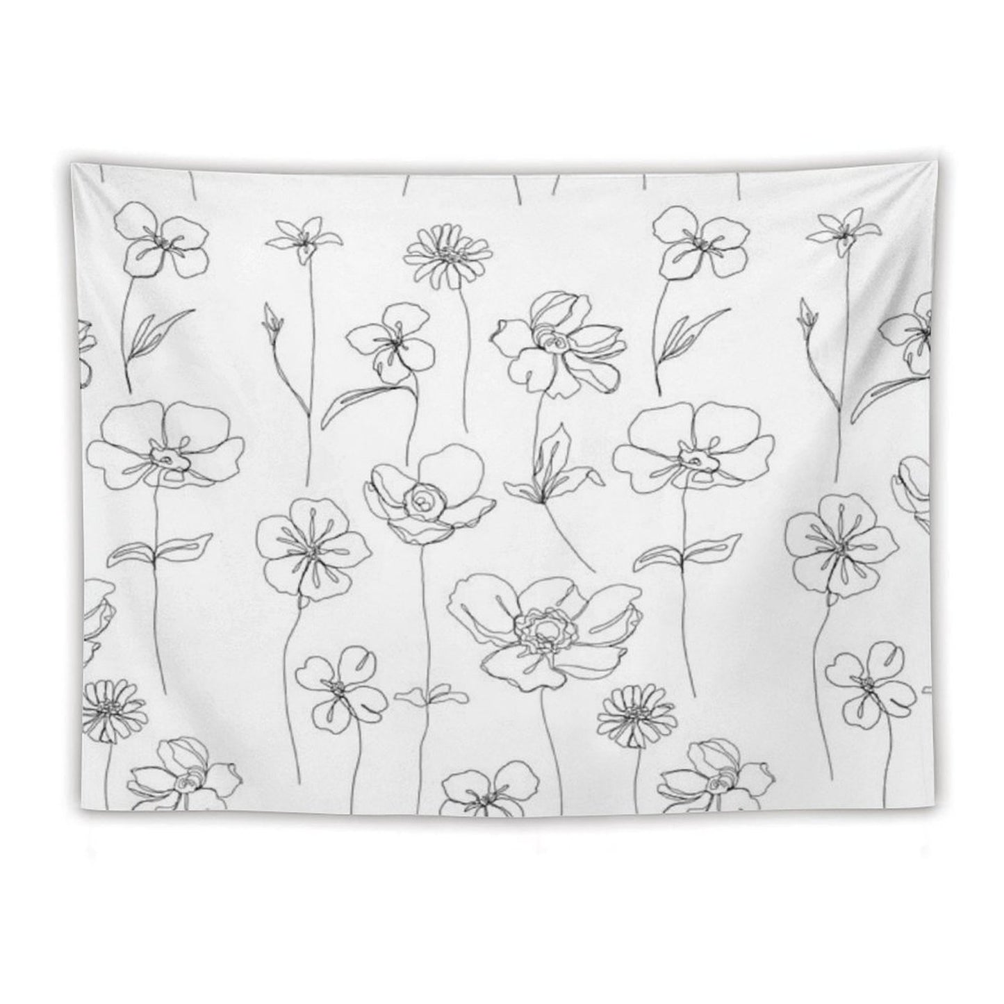Botanical Floral Illustration - Botanicals White Tapestry
