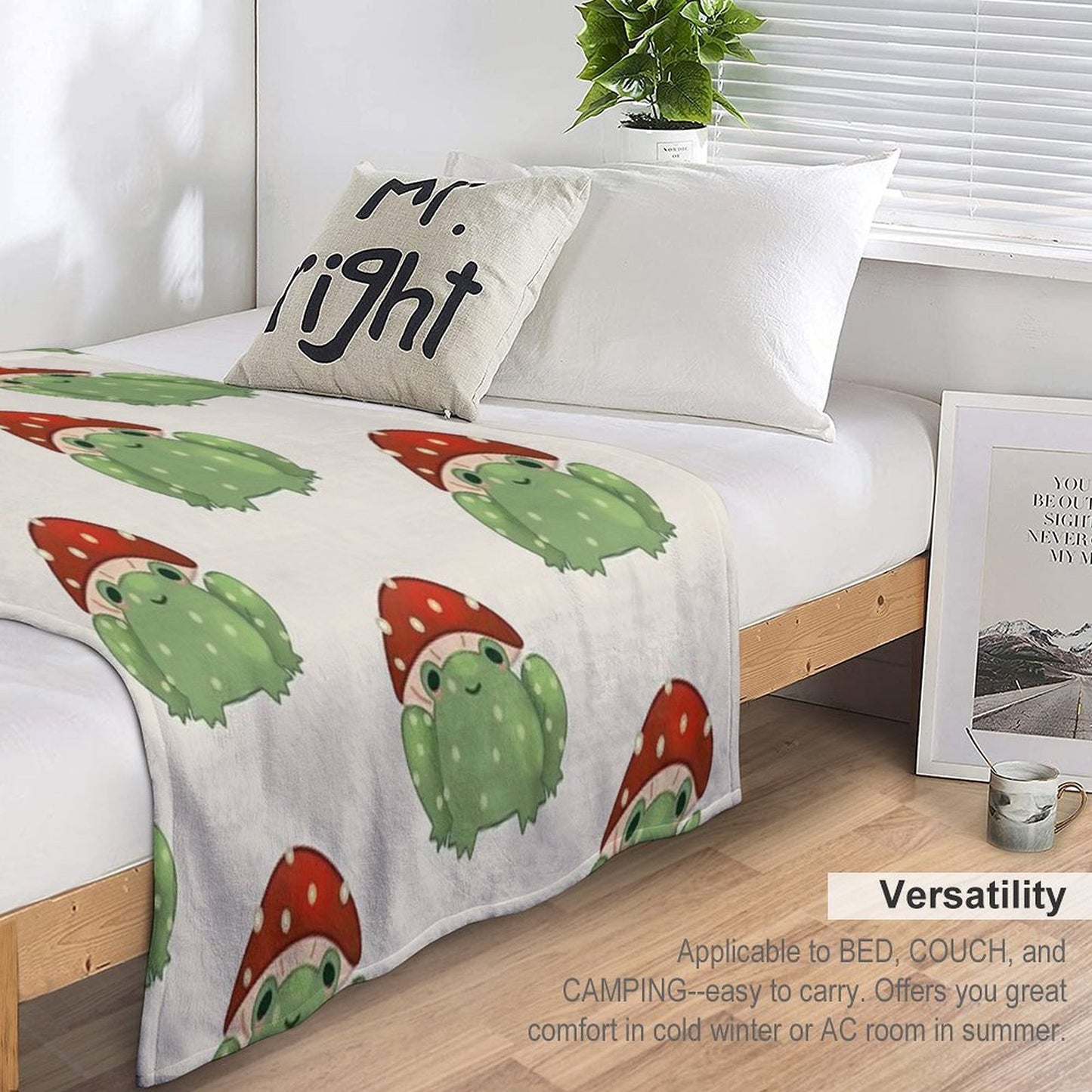 Mushroom Frog Throw Blanket