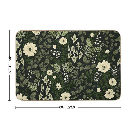 Woodland Nouveau Pattern Forest Green Toxin-Free Bath Mat