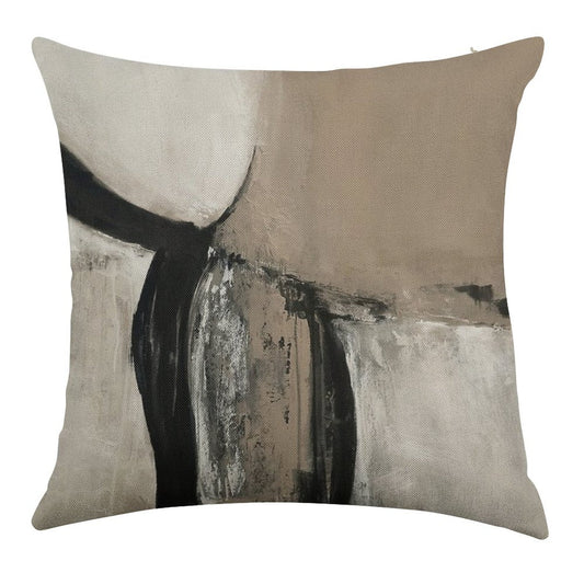Neutral Abstract Linen Throw Pillow Cover
